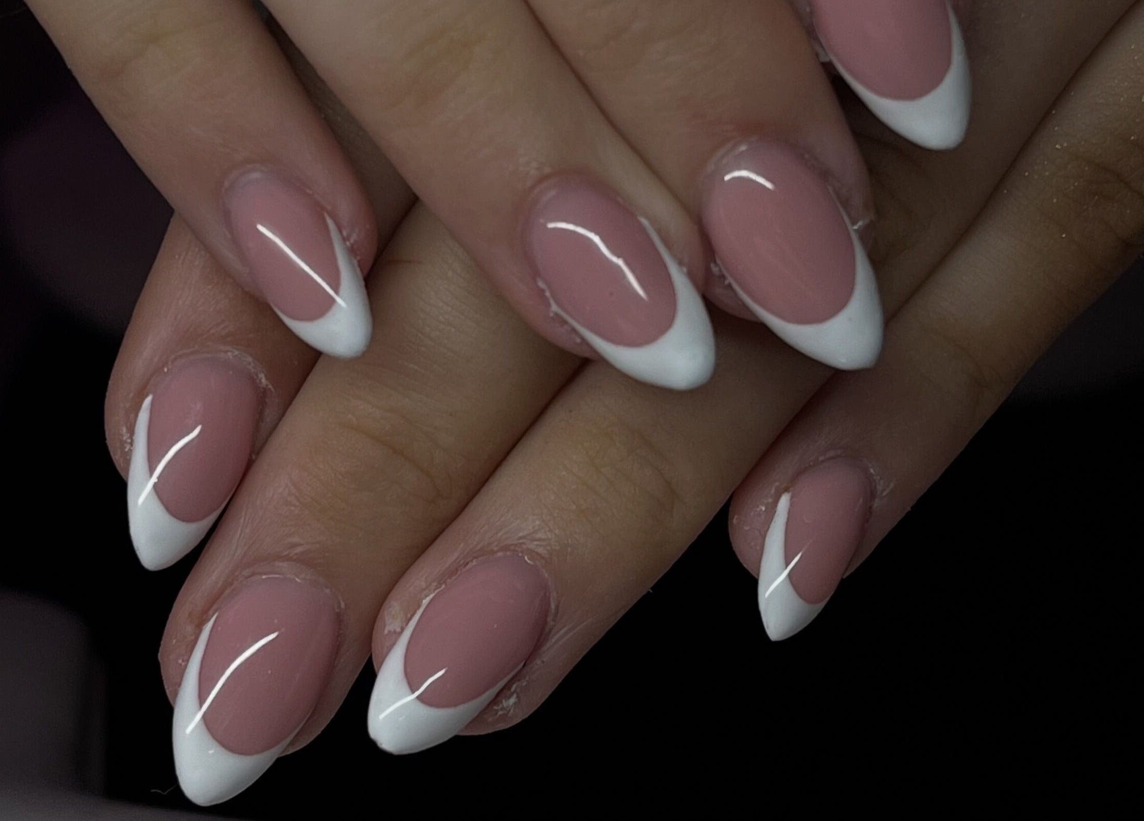 Beautifully manicured French tips by Nailssbybeccax in Ballina, County Mayo, IE, showing elegant nail art design.