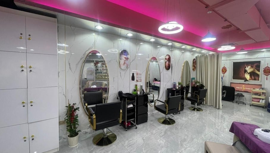 Modern interior of Lady Star Beauty Salon L.L.C, Dubai, Dubai, AE, featuring elegant styling stations.