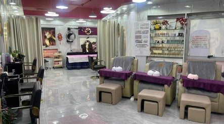 Interior of Lady Star Beauty Salon L.L.C, Dubai, Dubai, AE, showcasing luxurious styling chairs and nail stations.