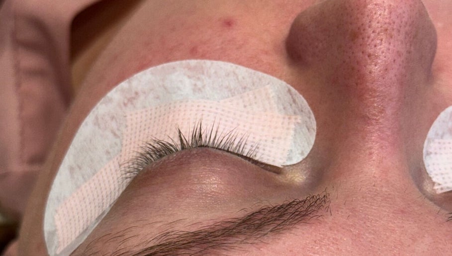 Close-up of eyelash extensions at Ashley’s Beauty Bar, Huntly, Scotland, GB.