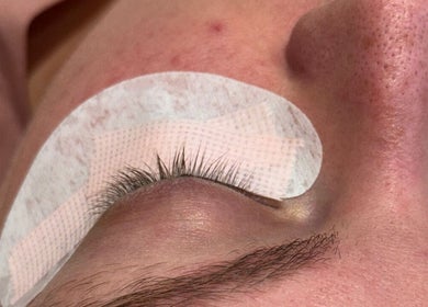 Close-up of eyelash extensions at Ashley’s Beauty Bar, Huntly, Scotland, GB.