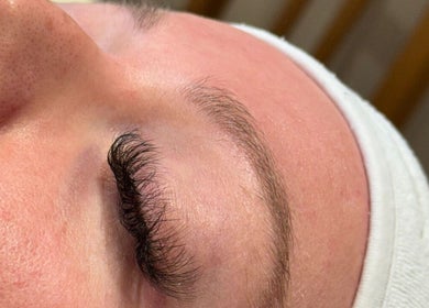 Close-up of a lash extension at Ashley’s Beauty Bar, Huntly, Scotland, GB.