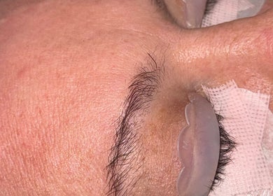 Close-up of a lash treatment at Ashley’s Beauty Bar in Huntly, Scotland, GB.