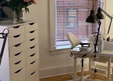 Elegant nail station at NailEdit Studio, Dublin, IE featuring modern decor and professional tools.