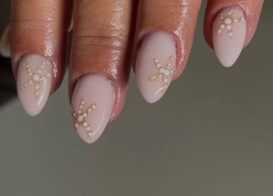 Elegant nail art design at The Nail Lab, Dublin, County Dublin, IE, featuring nude polish with delicate patterns.