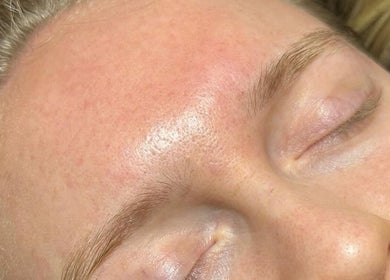 Close-up of glowing skin after a facial treatment at MUGG'D, Ponteland, England, GB.