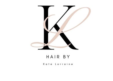 Elegant logo for Hair by Kate Lorraine, Stroud, England, GB, with stylized 'K' and script details.