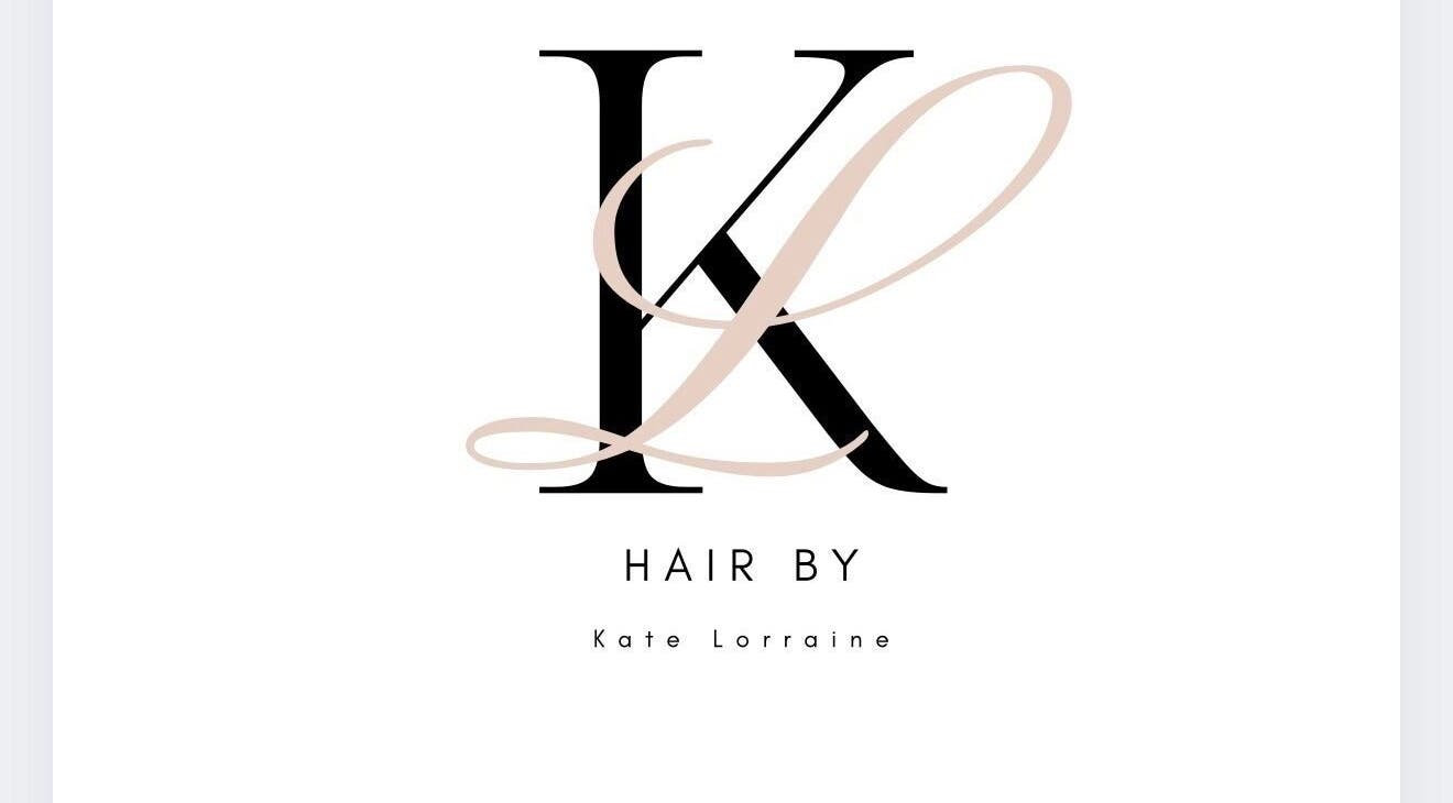 Elegant logo for Hair by Kate Lorraine, Stroud, England, GB, with stylized 'K' and script details.