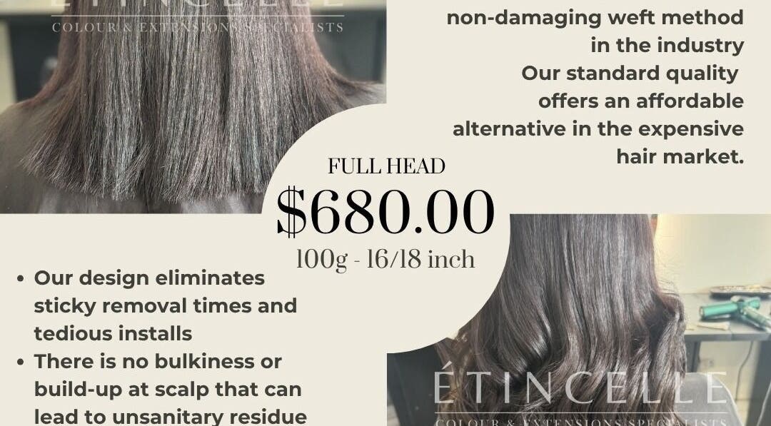 Silky hair extensions at ÉTINCELLE, Richmond, Victoria, AU offering non-damaging weft methods.