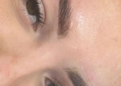 Close-up of perfectly sculpted eyebrows at Resculpt Aesthetics, Fareham, England, GB.
