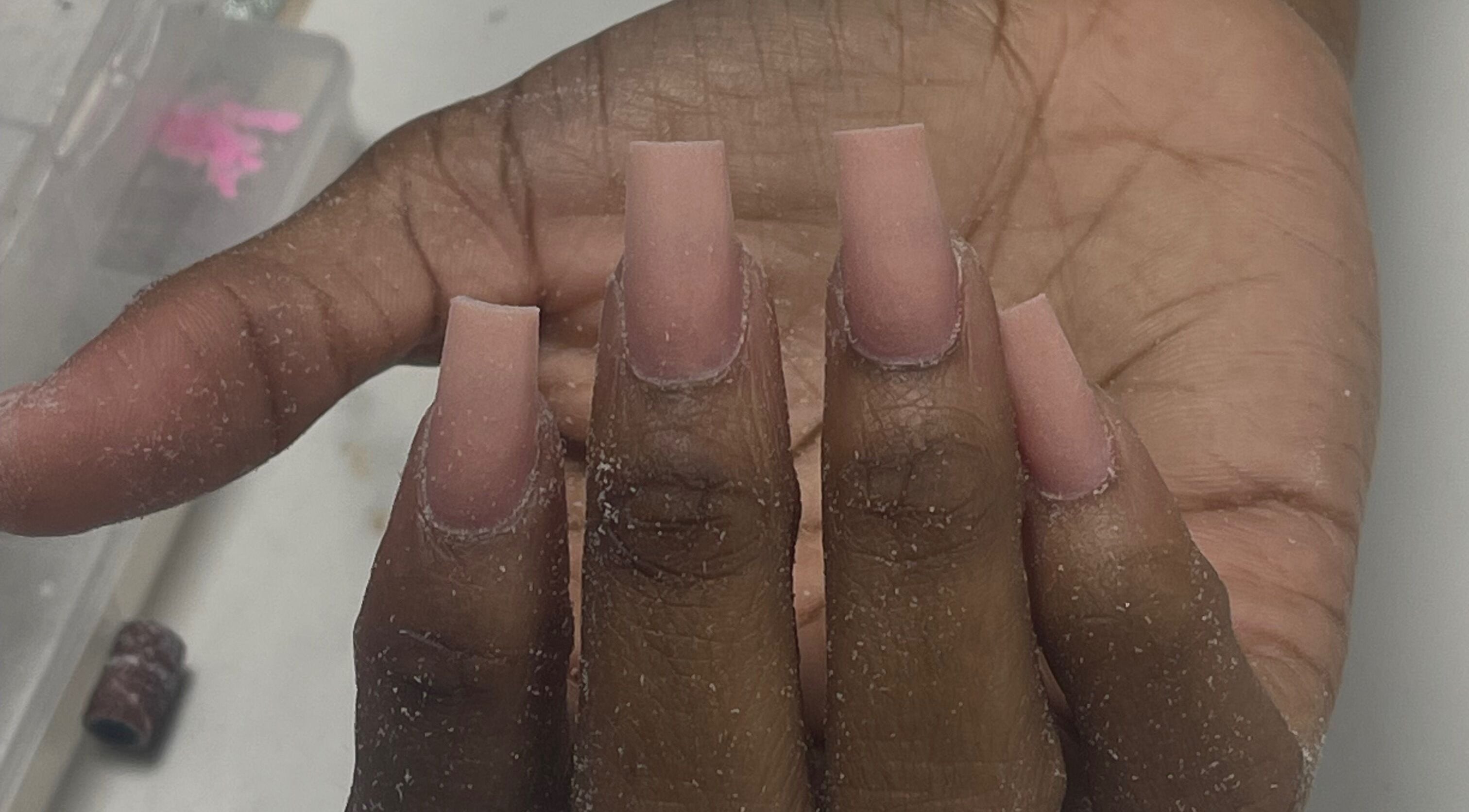 Close-up of freshly manicured nails at Crystancianailedit in Halton, Saint Philip, BB showcasing precision work.