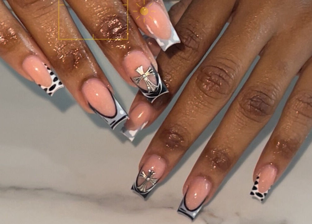 Detailed nail art at Crystancianailedit, Halton, Saint Philip, BB showcasing stylish designs and creativity.