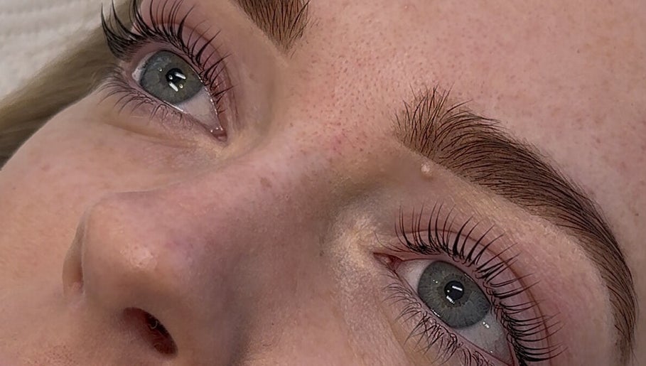 Close-up of styled lashes and brows at Arch Aesthetic, Palm Beach, Queensland, AU.