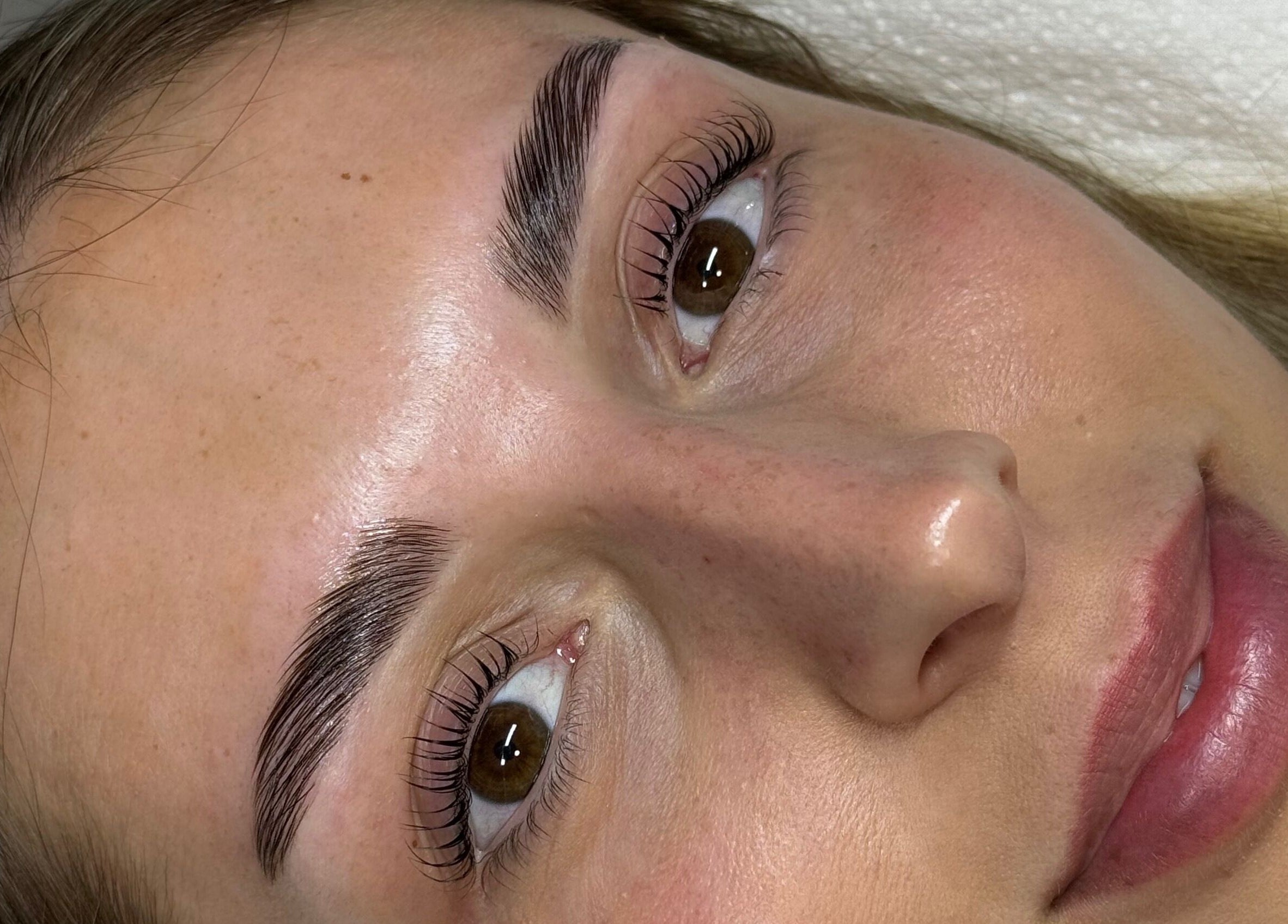 Close-up of perfectly shaped brows at Arch Aesthetic Co., Palm Beach, Queensland, AU.