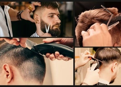 Men's haircuts at ABDI LEVIN FRISØR, Bryne, Rogaland, NO. Precision haircutting with scissors and clippers showcased.