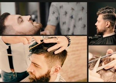 Men's haircut in progress at ABDI LEVIN FRISØR, Bryne, Rogaland, NO, showcasing expert grooming and modern styling.