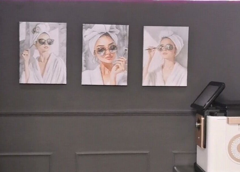 Stylish wall art at Easy Silhouette, Peterborough, England, GB enhances the beauty experience.