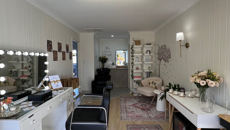 Elegant interior of JA Pro Beauty in Bundaberg West, Queensland, AU, featuring modern decor and beauty products.
