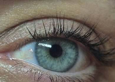 Close-up of styled eyelashes at Oliviabeautè, Eastbourne, England, GB.