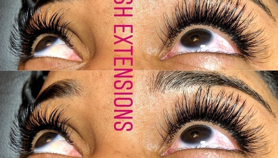 Close-up of eye with extensions from Shine Lash Extensions, Chicago, Illinois, US.