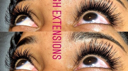 Close-up of eye with extensions from Shine Lash Extensions, Chicago, Illinois, US.