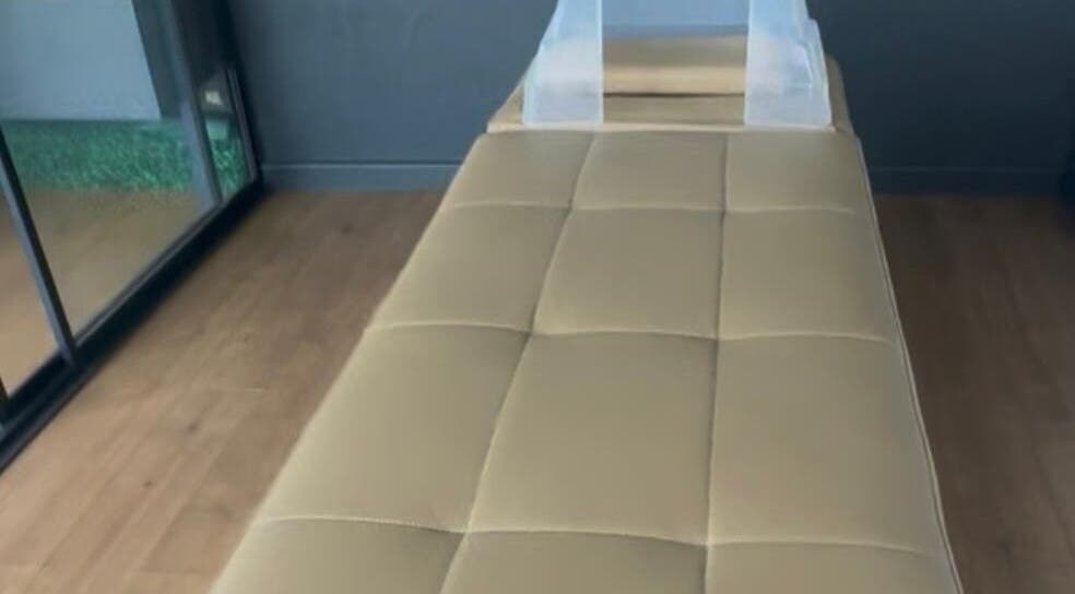 Relaxing massage table setup at The Peace Lab in Cape Town, Western Cape, ZA.