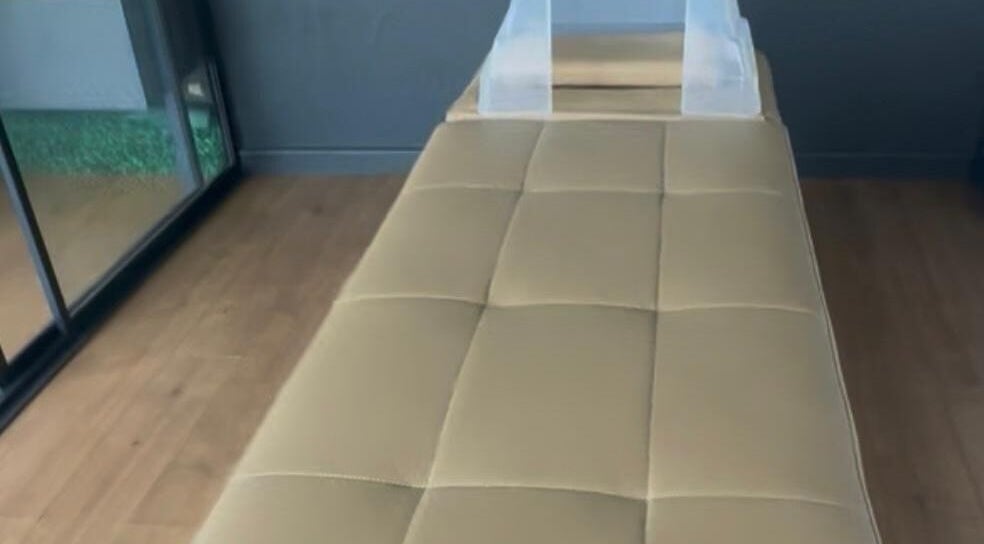 Relaxing massage table setup at The Peace Lab in Cape Town, Western Cape, ZA.