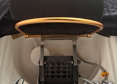 Luxurious pedicure chair at The Peace Lab in Cape Town, Western Cape, ZA, emphasizing comfort and style.