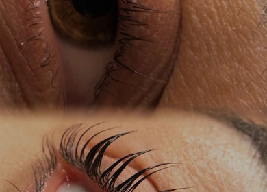 Primer plano de pestañas estilizadas en Eliz Lashes Studio, Arecibo, Arecibo, PR.