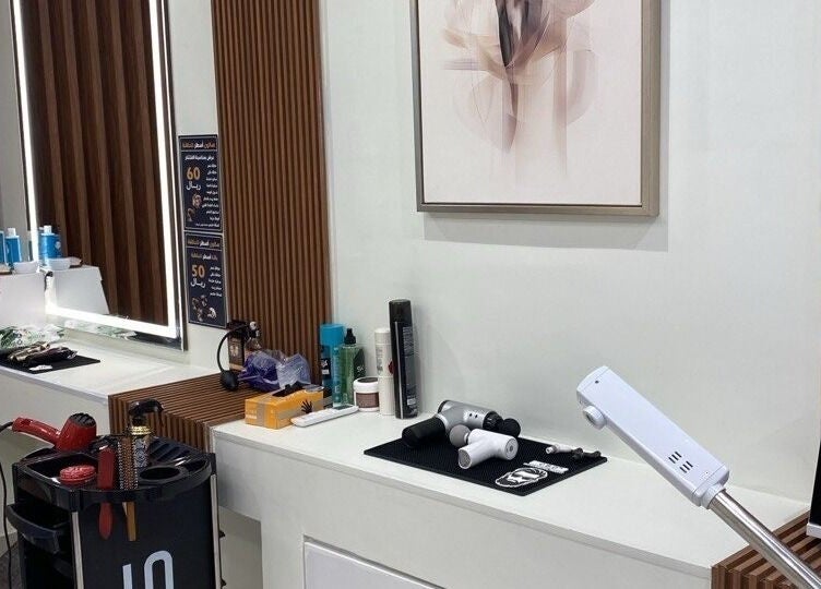 Modern salon station at صالون أسطر للحلاقة - Astur Barbershop, Riyadh, Riyadh Province, SA.