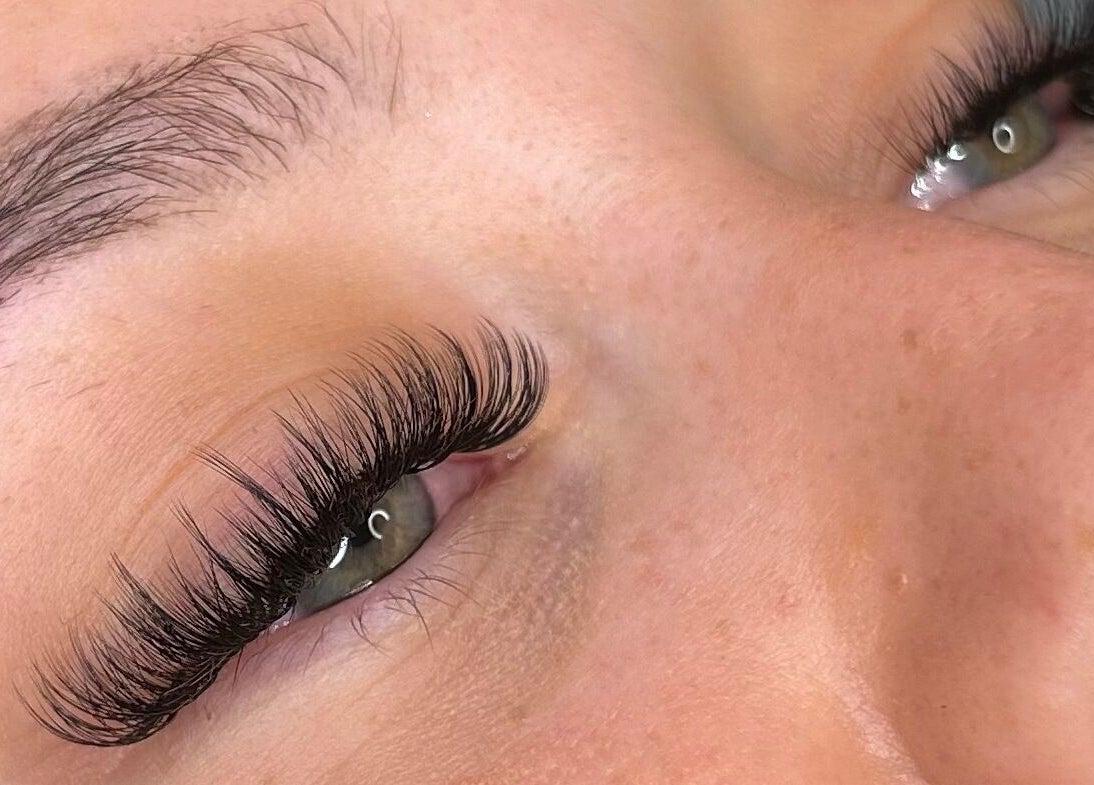 Close-up of luxurious lash extensions at BB Lashes, Sheffield, England, GB.