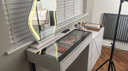 Elegant vanity with LED mirror at El Emery Makeup & Beauty, Stafford, England, GB.
