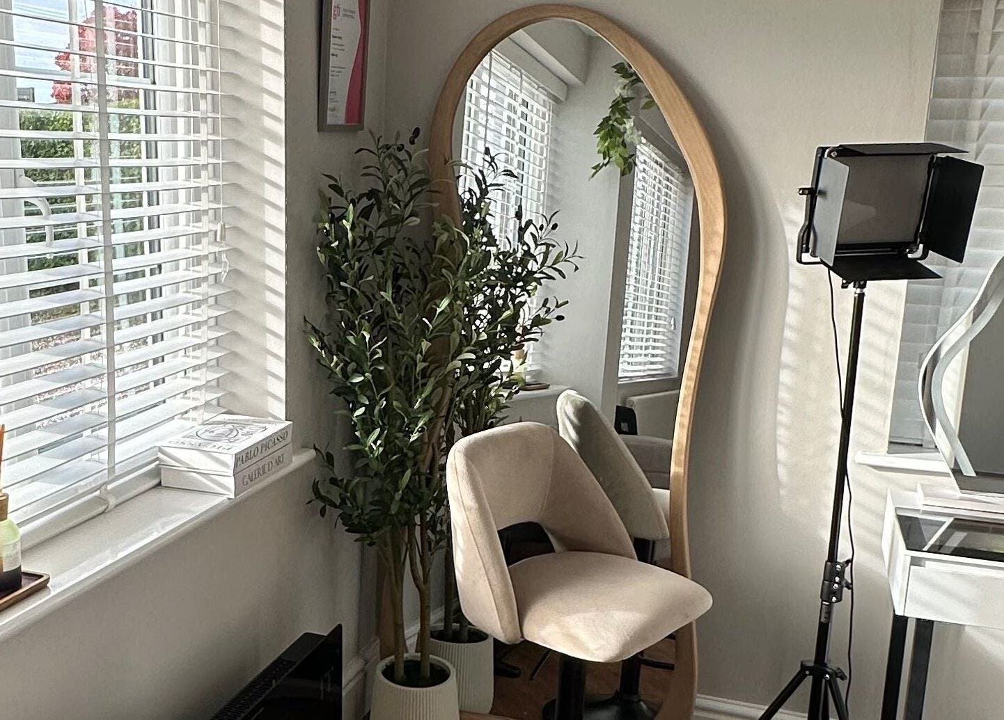 Bright, elegant makeup studio at El Emery Makeup & Beauty, ST21 6JU, England, GB with chic decor and natural light.