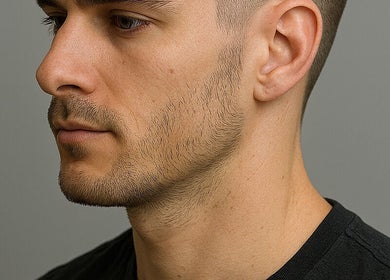 Close-up of a groomed man at Members-Only Grooming, Flower Mound, Texas, US. Experience superior grooming.