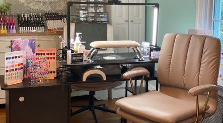 Elegant nail station at BEC Nail Studio LLC, Seaford, Delaware, US, showcasing a variety of nail colors.