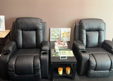 Relax in plush chairs at Tai-Chi Chinese Traditional Massage Kingston, Hobart, Tasmania, AU.