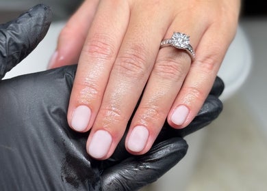 Manicure with diamond ring at Bydeedeelayy, Horsmonden, England, GB. Luxurious nail care service.