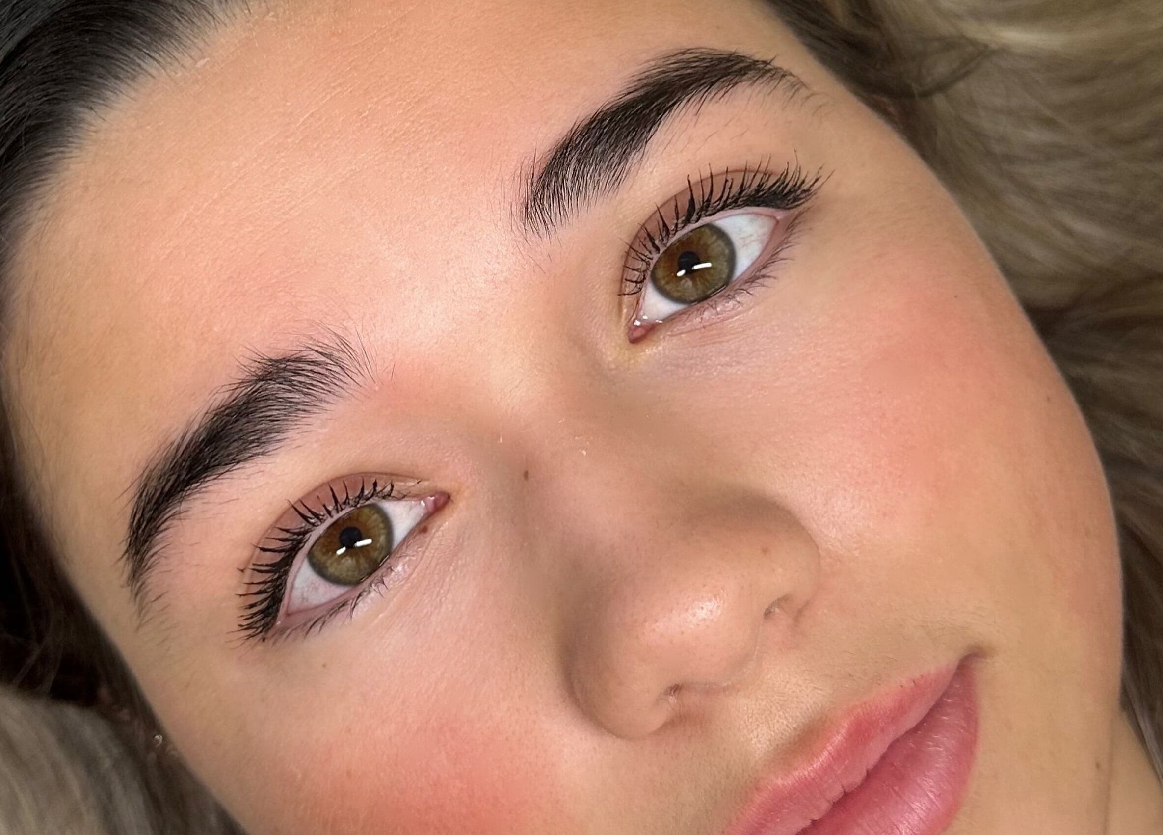 Close-up portrait showcasing naturally enhanced lashes at Paloma House Sandbanks, Poole, England, GB.