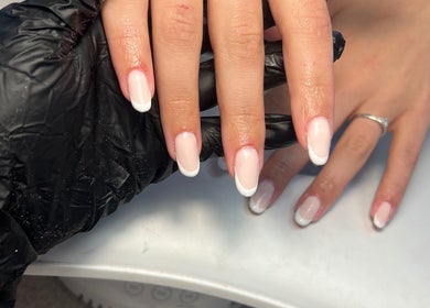 Elegant French manicure at Glossed by CLG in Clydebank, Scotland, GB.