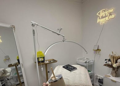 Cozy therapy room at Salon 42 in Wombwell, England, GB, featuring elegant decor and soothing lighting.