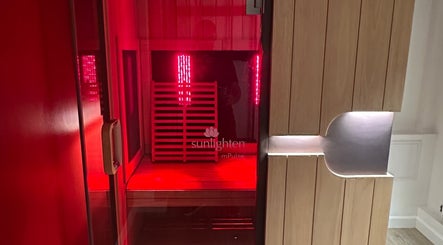 Sunlit infrared sauna at The Body Transformation Zone, South Shields, England, GB, offering tranquil relaxation.