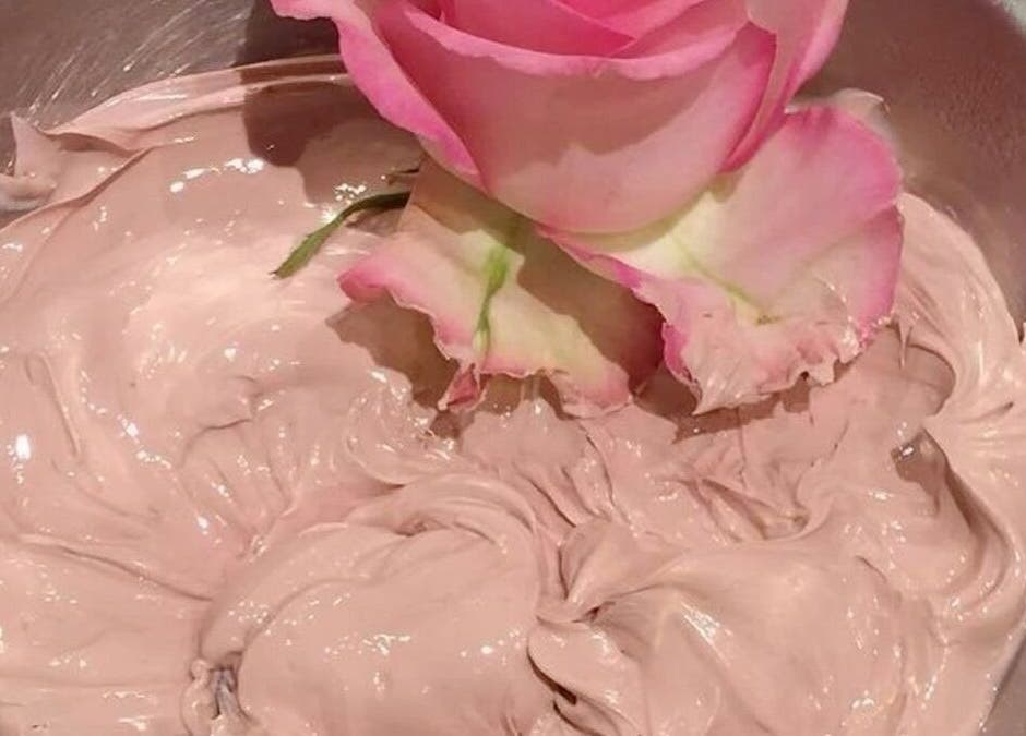 Luxurious rose-infused facial cream at Bare Facials By Bibi in New York, New York, US.