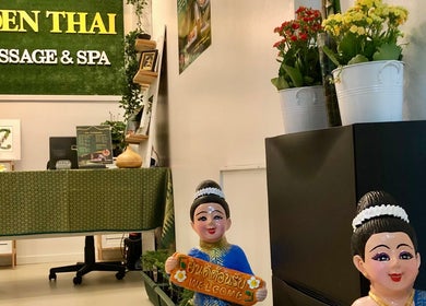Eden Thai Massage & Spa - Mount Eden entrance with Thai decor, Auckland, Auckland, NZ. Welcome statue and flowers.
