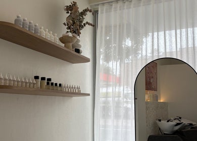 Elegant beauty salon shelves and mirrors at Haus Of Serenity, Manly, New South Wales, AU.