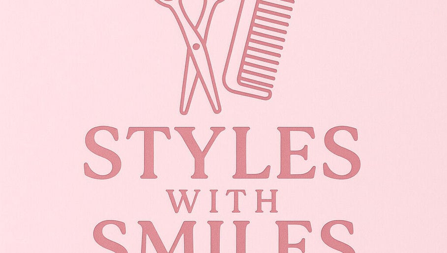 Logo of Styles With Smiles salon in West Molesey, GB featuring scissors and comb design.