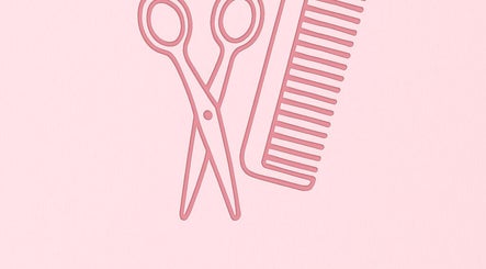 Illustration of pink scissors and comb at Styles With Smiles, West Molesey, GB.