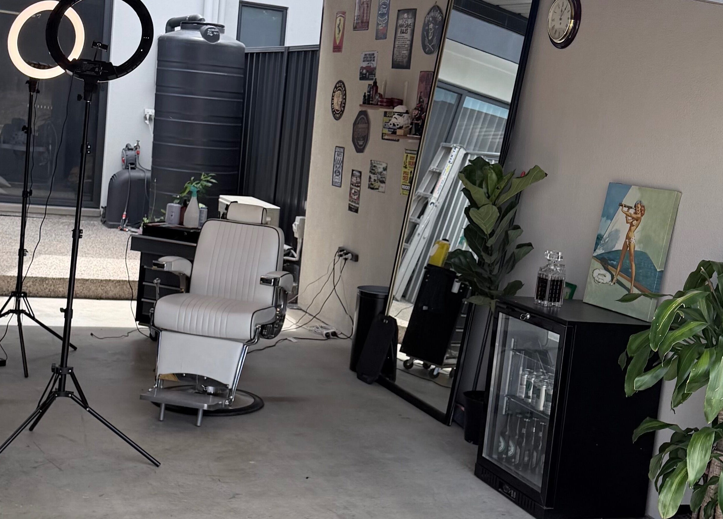 Cozy salon at TheGarageChair in Port Adelaide, South Australia, AU with stylish decor and professional lighting.