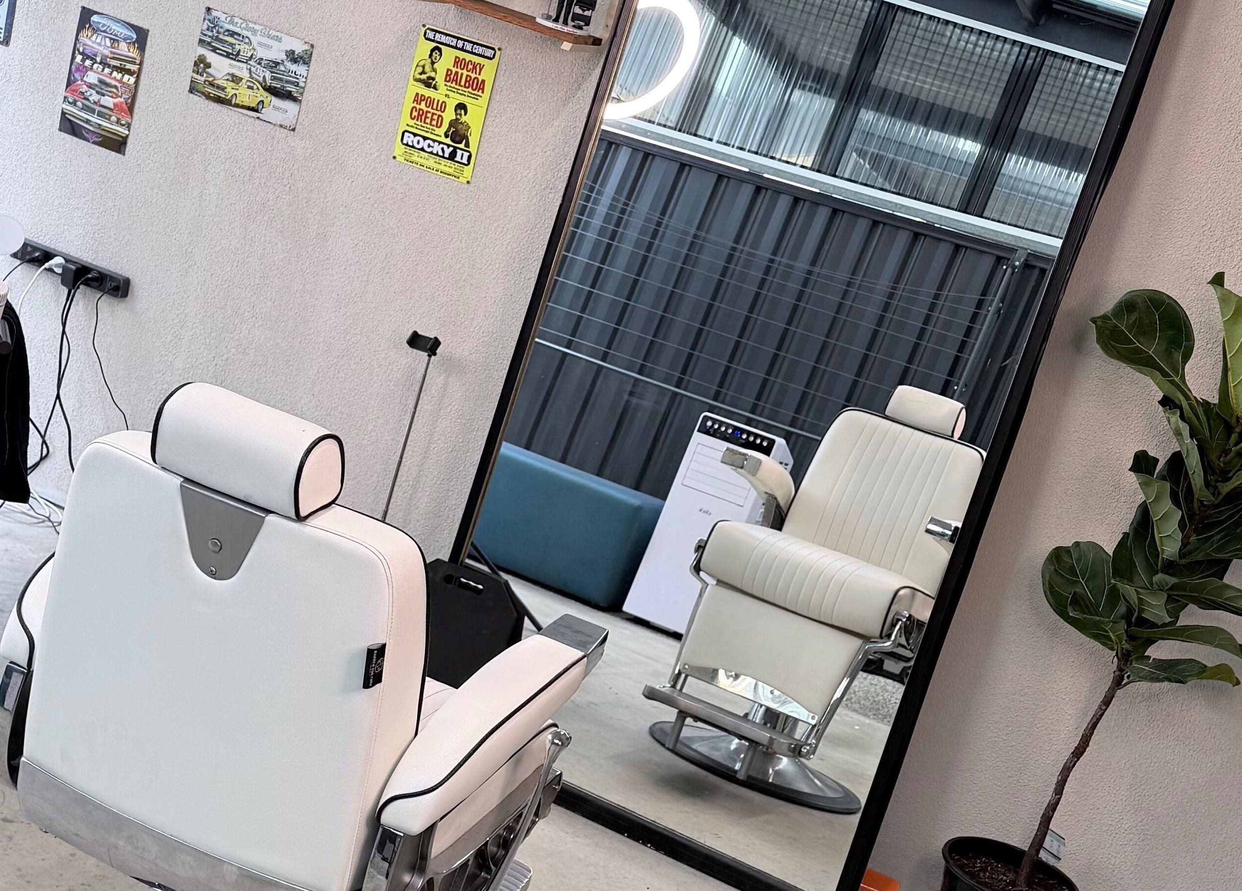 Modern salon chair setup at TheGarageChair, Port Adelaide, South Australia, AU, featuring stylish decor.