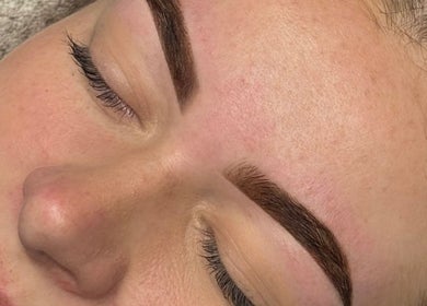 Close-up of perfectly shaped eyebrows after treatment at Lanisbeautylane, Melbourne, Victoria, AU.