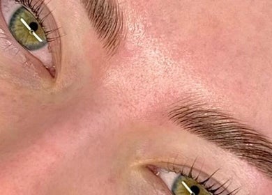 Close-up of well-groomed eyebrows at Lanisbeautylane, Melbourne, Victoria, AU.